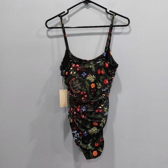 Hutch Zenna Ruched One Piece Swimsuit Black Garden Floral - Picture 7 of 9